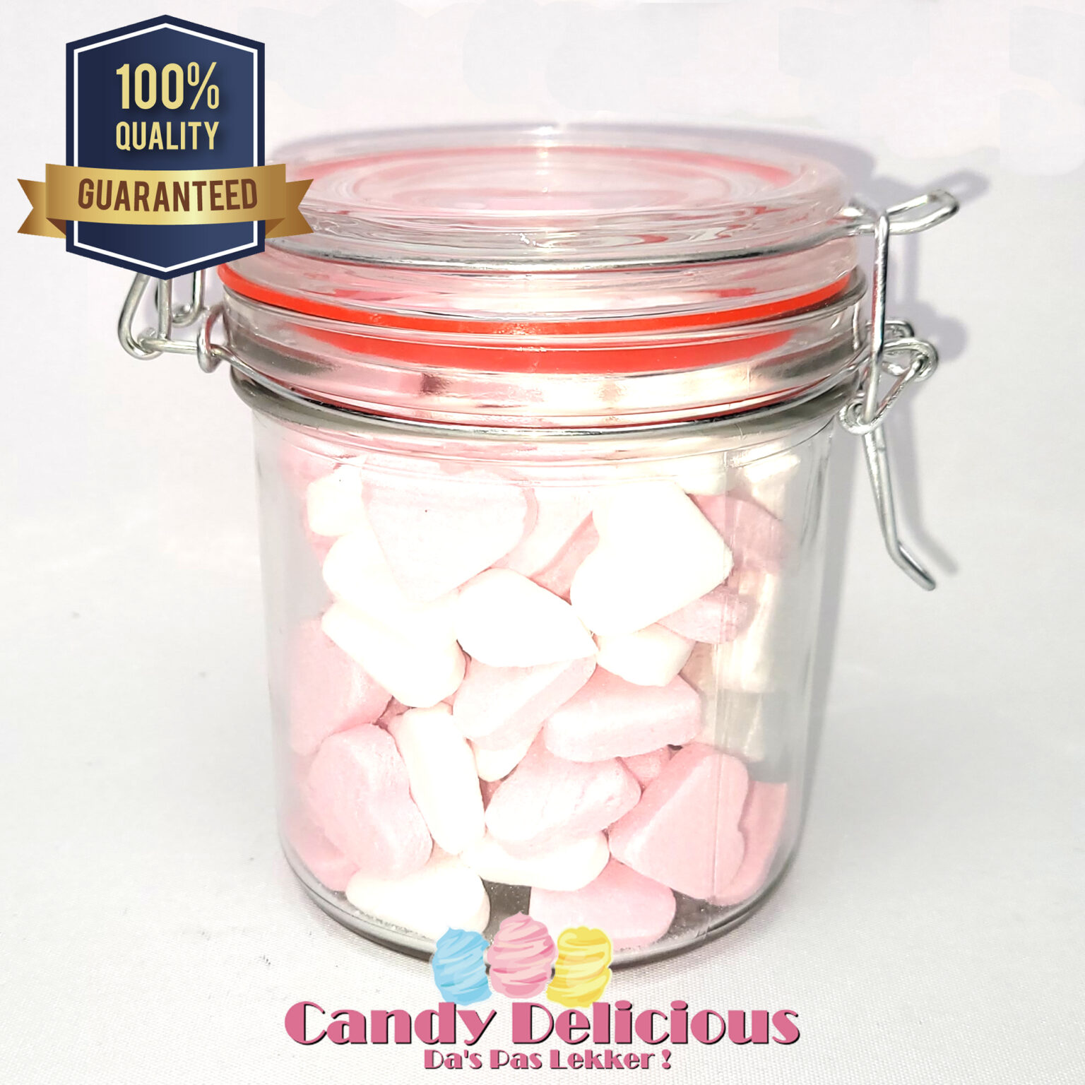 Weckfles Pepermunthart Roze Wit Candy Delicious
