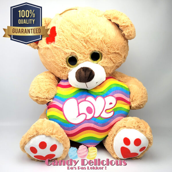 Beer Bruin Regenboog Hart 54cm Candy Delicious