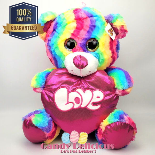 Beer Regenboog met Hart 47cm Candy Delicious